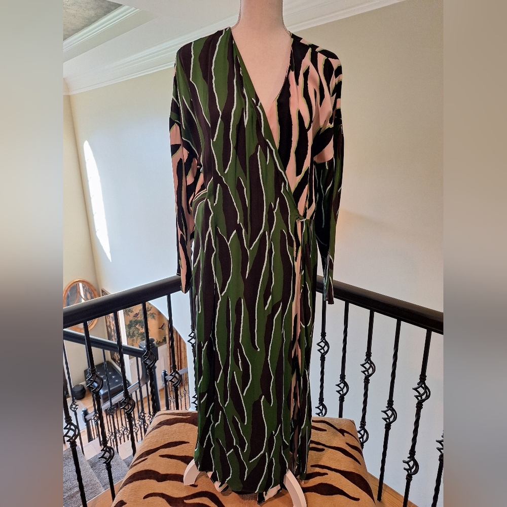 ASOS NWT, Pink Green & Black animal print wrap dress